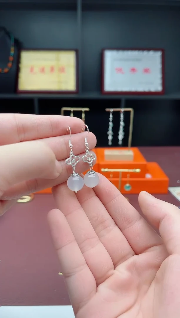 银S925镶嵌耳饰玛瑙/玉髓101