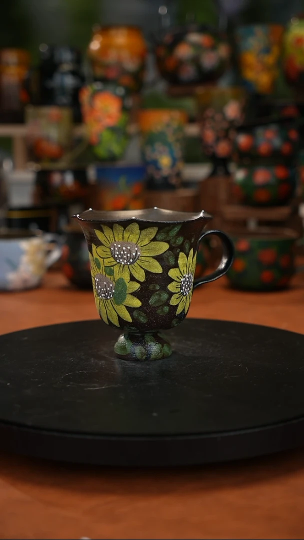 紫砂油画手绘釉下彩