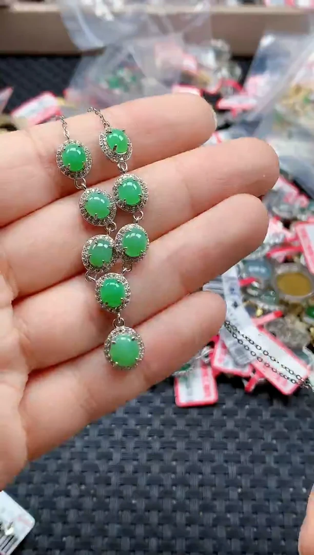 银S925镶嵌戒指翡翠天然A货缅甸翡翠