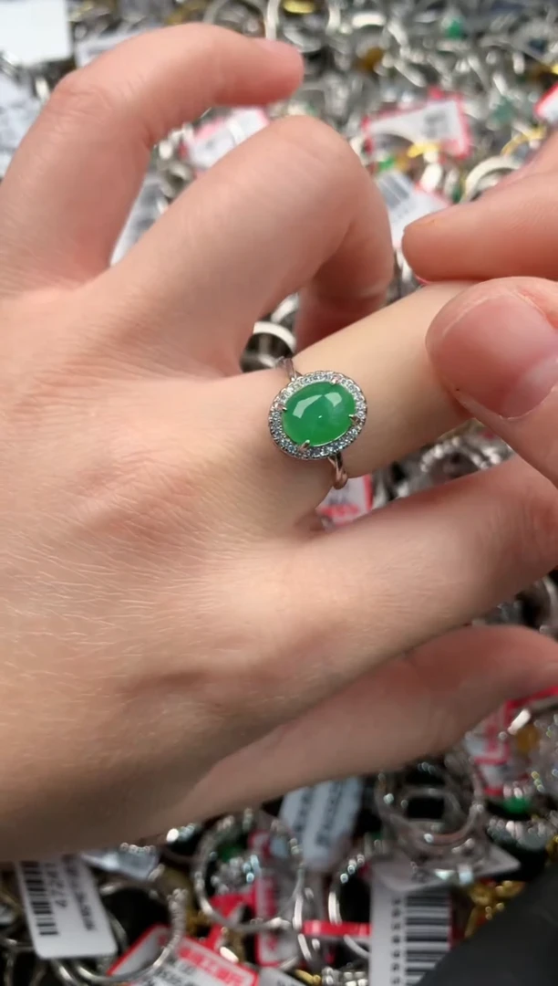 银S925镶嵌戒指翡翠999   5