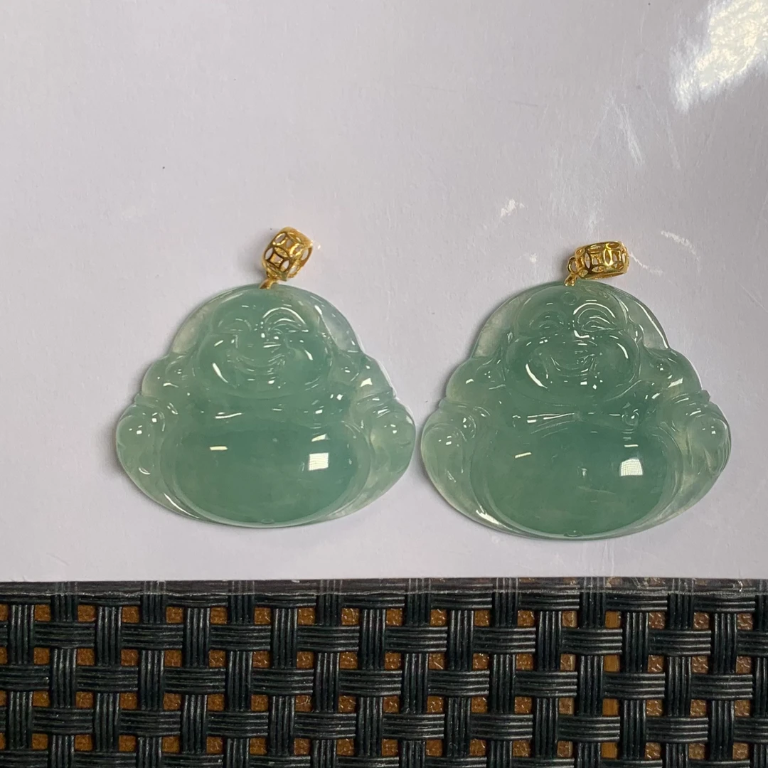 天然缅甸翡翠A货18K金镶嵌佛公多样性发货，发一件S 573 S