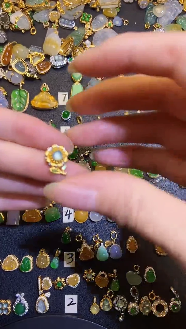 吊坠(不含链)银S925镶嵌翡翠1