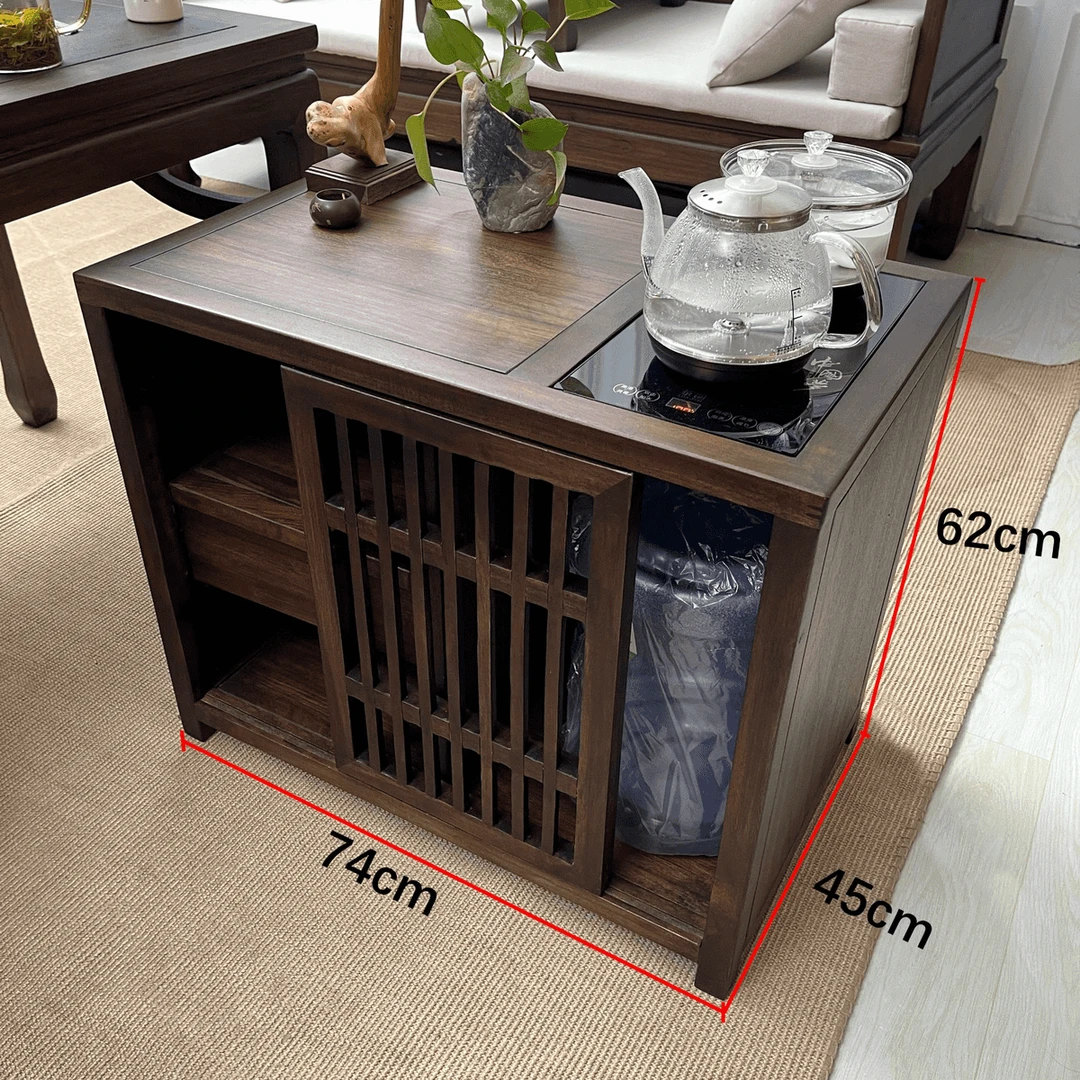 新中式黑胡桃木竹意茶水柜全实木办公室家用