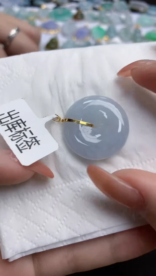 【闪购商品】翡翠颈饰18K金镶嵌天然缅甸翡翠A货