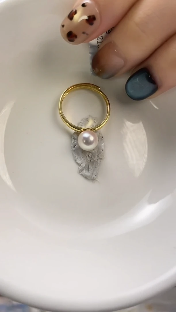 银S925镶嵌戒指海水珍珠7-8Akoya海水珍珠戒指