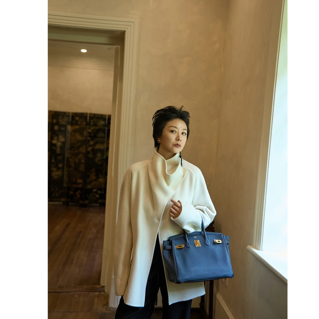TOFOD 女骑士 马鞍精神双面呢皮革扣羊绒&羊毛大衣外套