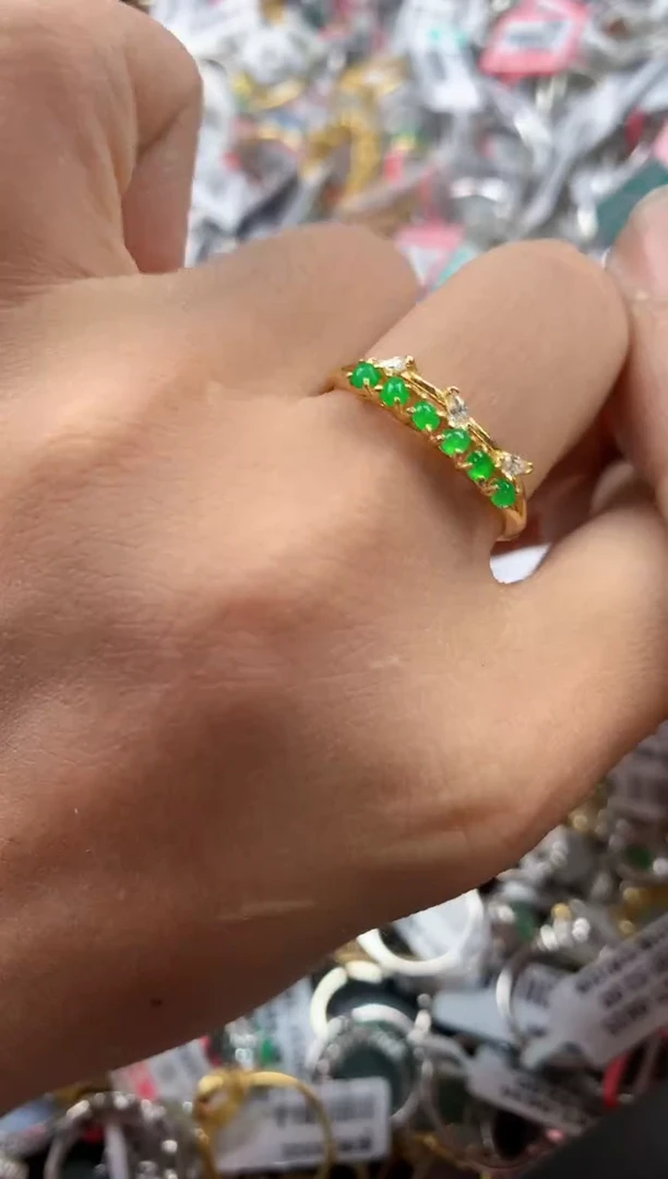 银S925镶嵌戒指翡翠151515-----4