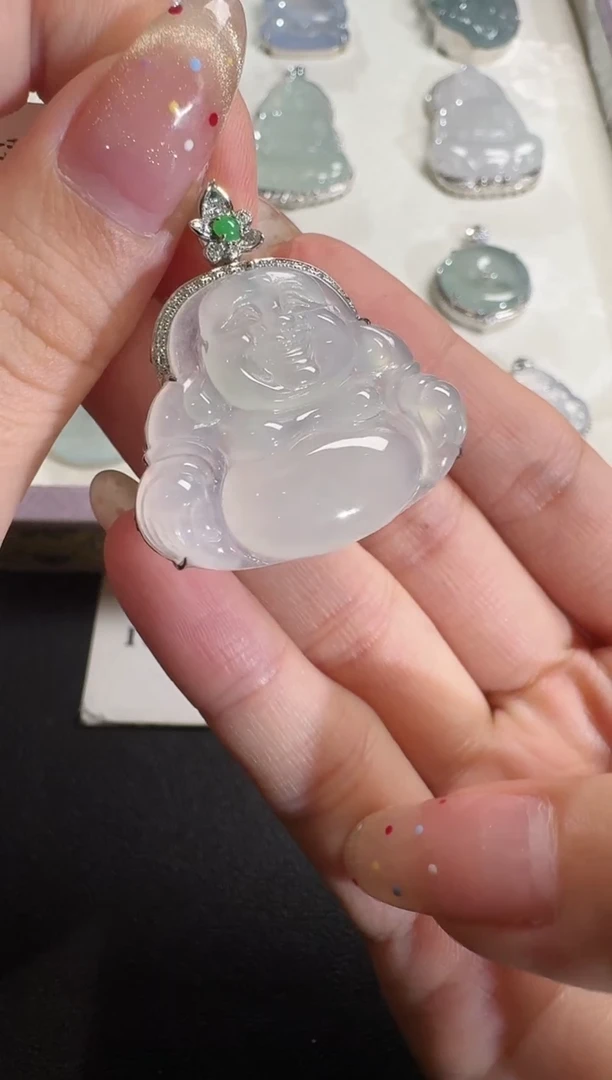 【闪购商品】翡翠吊坠(不含链)18K金镶嵌【源头工厂】钻石镶嵌