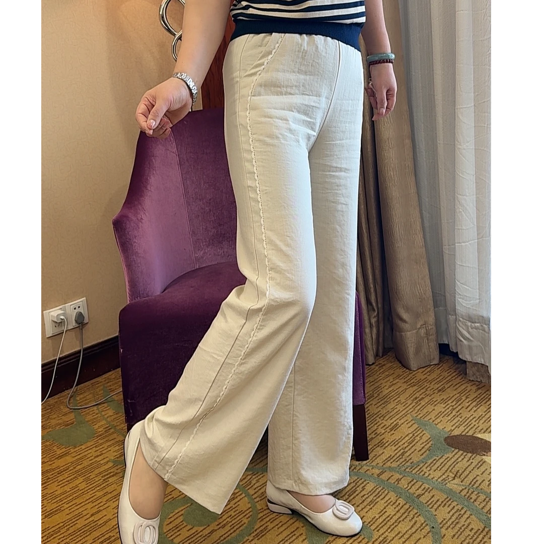 【于姐】7533春夏款休闲高腰女士直筒裤（裤长100左右）