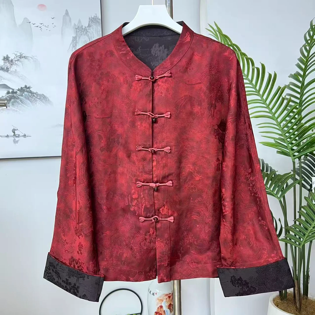 0122【 红装】2026国风新款洋气喜庆刻丝提花女式外套