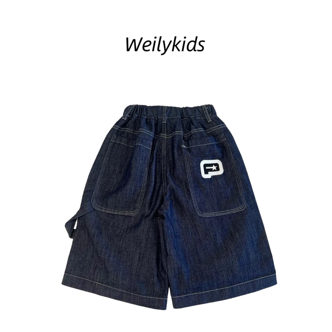 2025夏季新款中大童原色牛仔短裤MC660