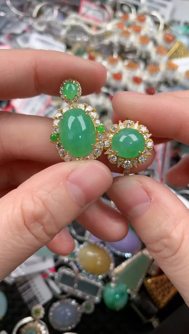 银S925镶嵌戒指翡翠777---5