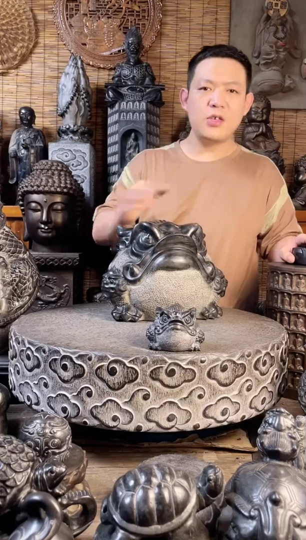 石材10金蟾天然青石雕刻
