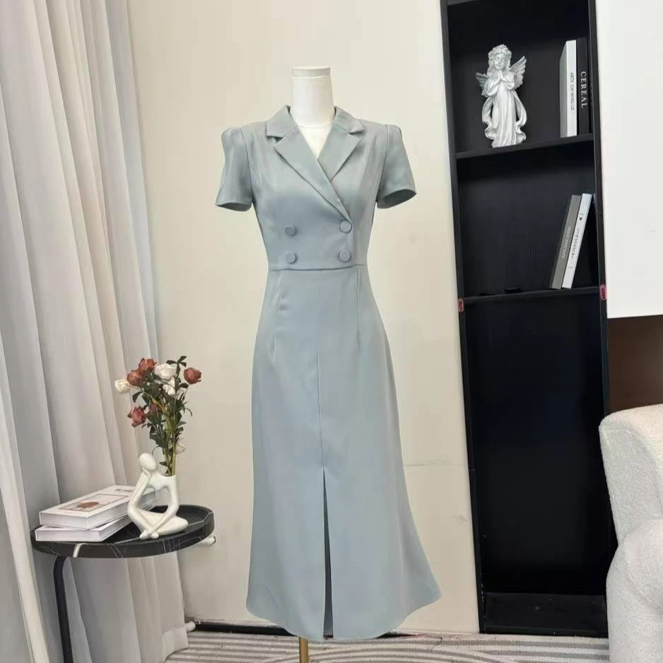 拉夏贝尔25夏显瘦气质小众轻奢赫本风长裙礼服连衣裙裤 15497 KCK