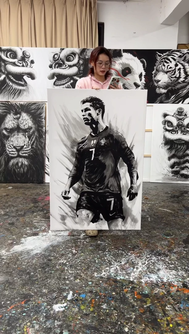 【闪购商品】丙烯画北北老师水墨C罗加框