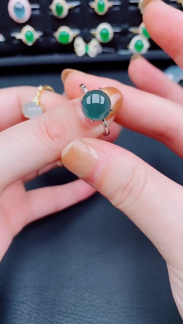 【闪购商品】翡翠戒指银S925镶嵌天然a货翡翠11