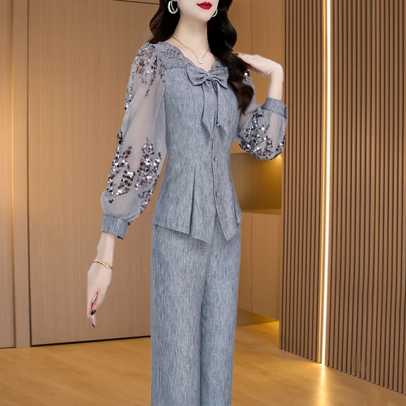 拉夏贝尔时尚职业套装女2025春秋轻奢高级感减龄小众穿搭两件套裤