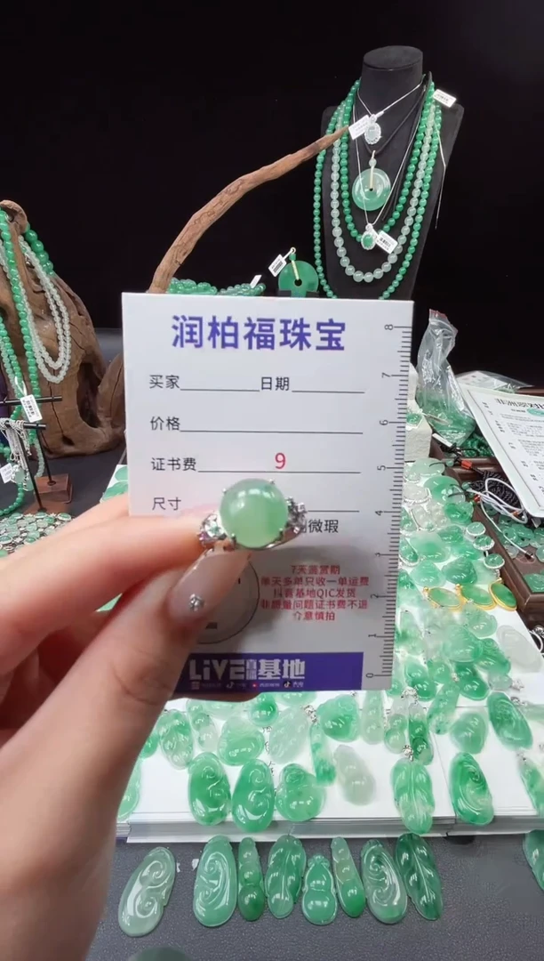 吊坠(赠链)未镶嵌石英质玉（非洲翠）3.245蛋面戒指