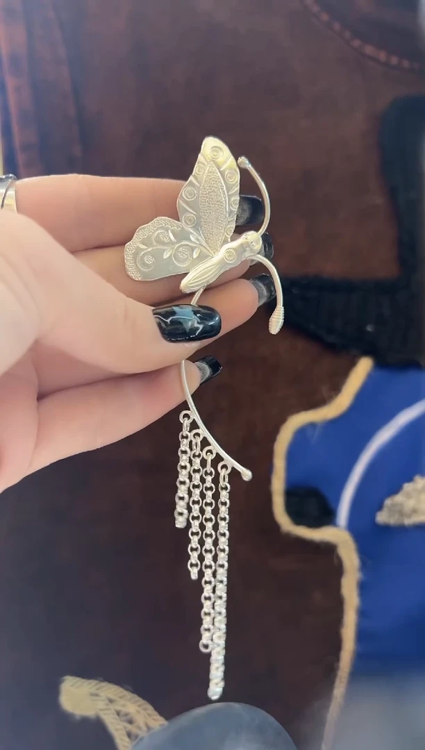 无925银乌***a耳挂