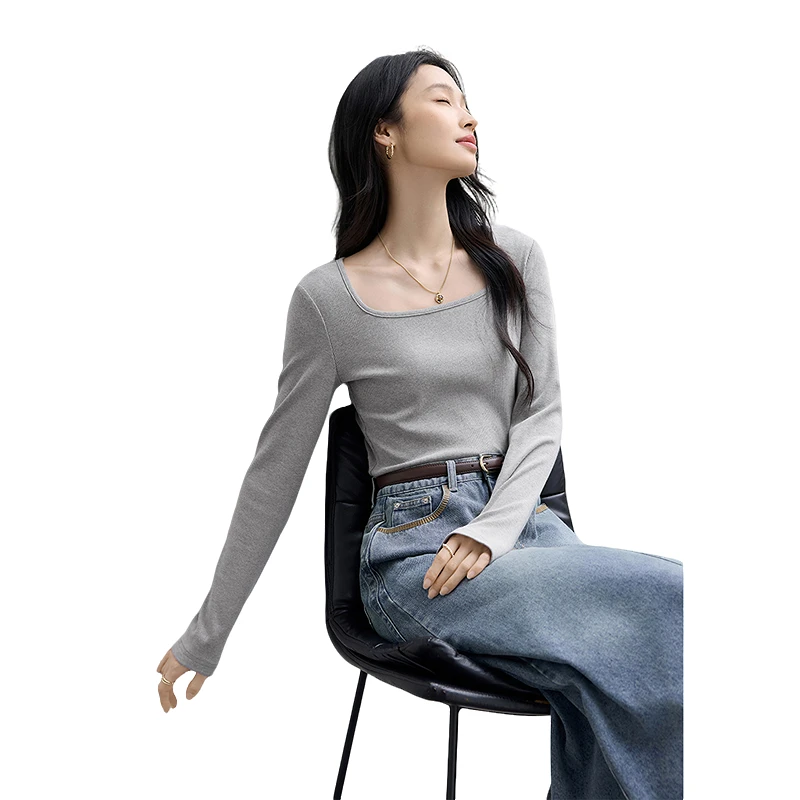 复古大方领针织打底衫 正肩修饰版型DYZB-FDT160