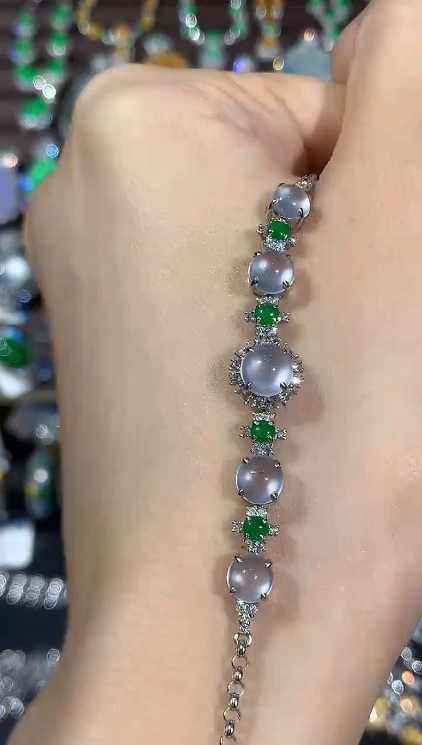 18K金镶嵌手链翡翠B269
