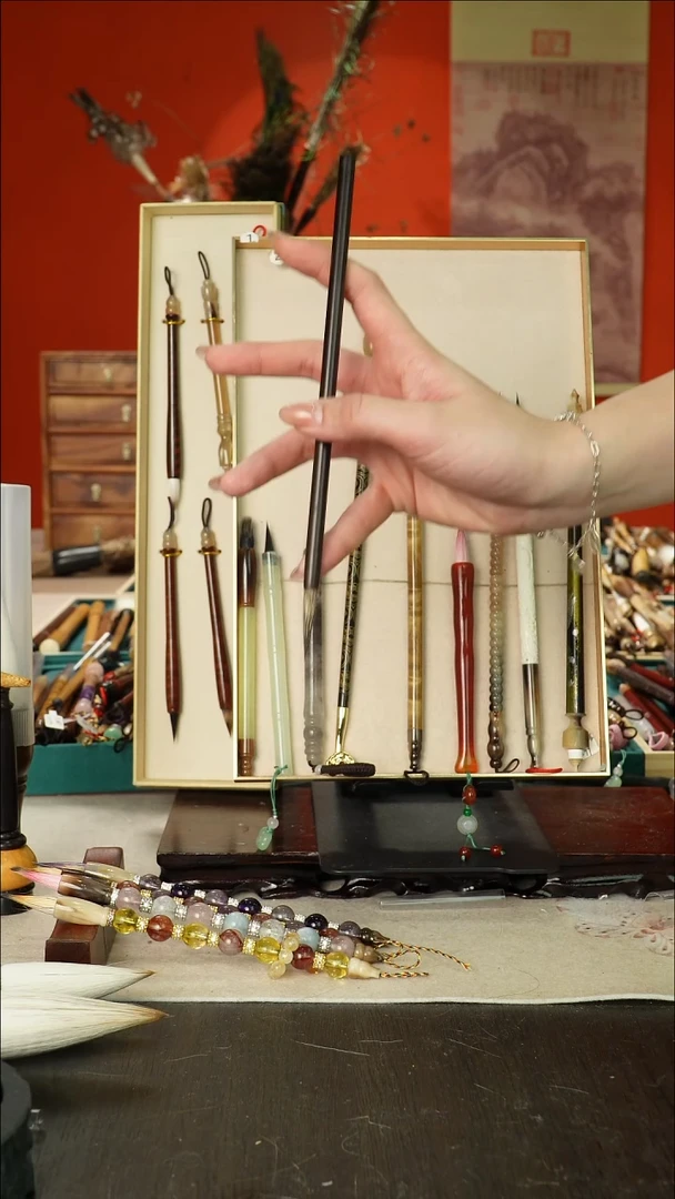 205号闪孤品高货毛笔链接 清水试笔 蘸墨不退