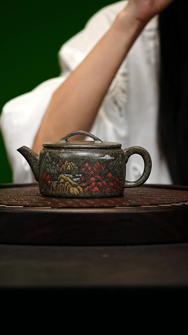 宜兴原矿高端紫砂 天星泥柴烧320cc