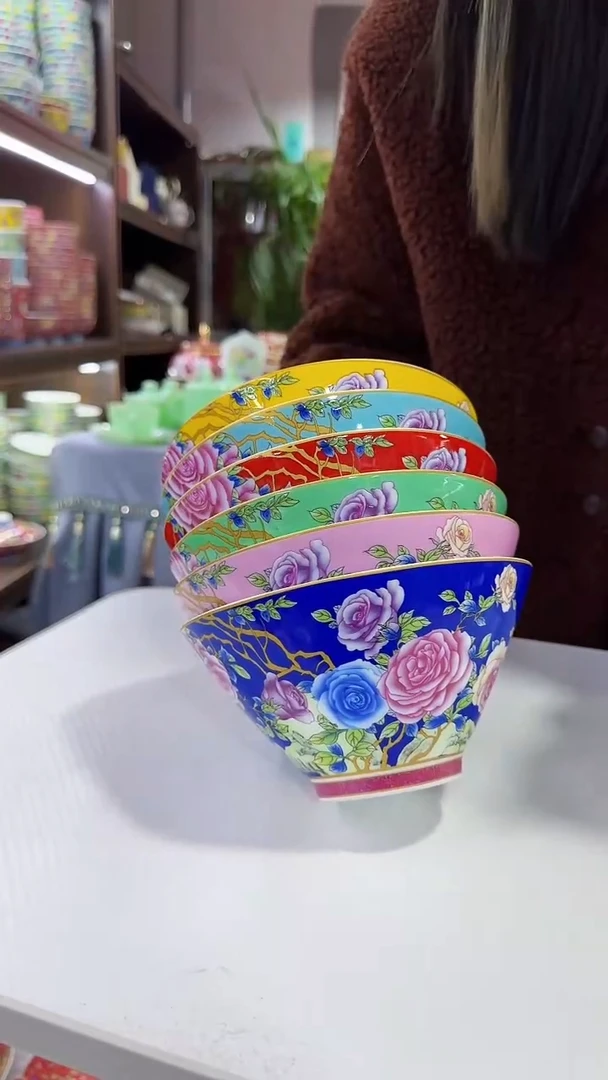 【闪购商品】瓷片斗笠碗6英寸面碗混色10个