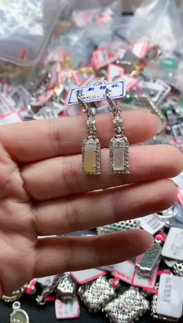 银S925镶嵌戒指翡翠天然A货缅甸翡翠