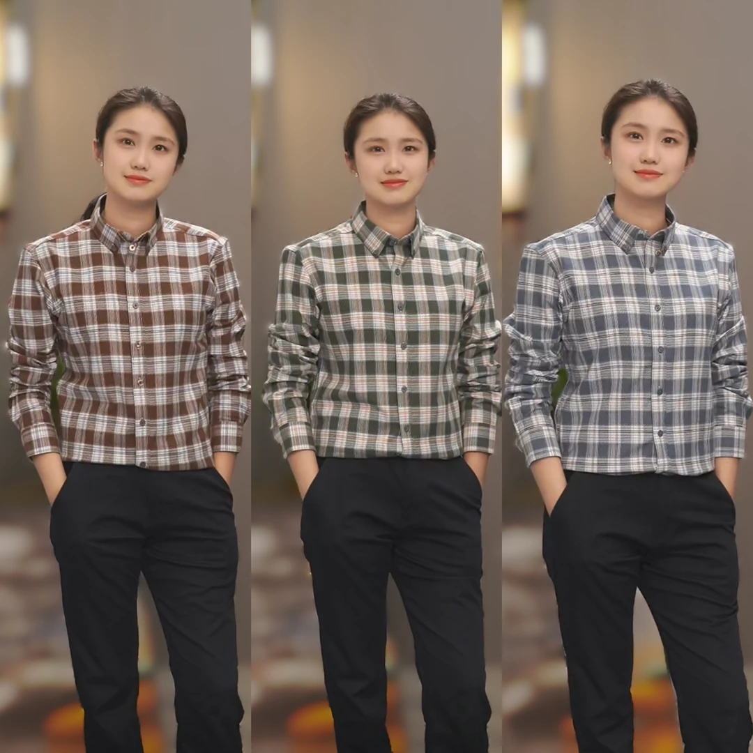 2025春秋纯棉磨毛格子长袖衬衣休闲英伦风时尚款式男士经典格纹