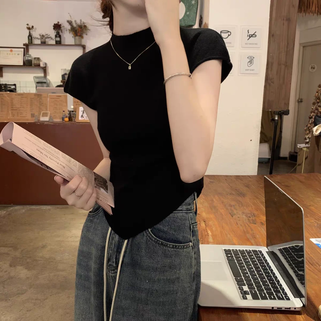 夏季简约通勤百搭时尚针织上衣女