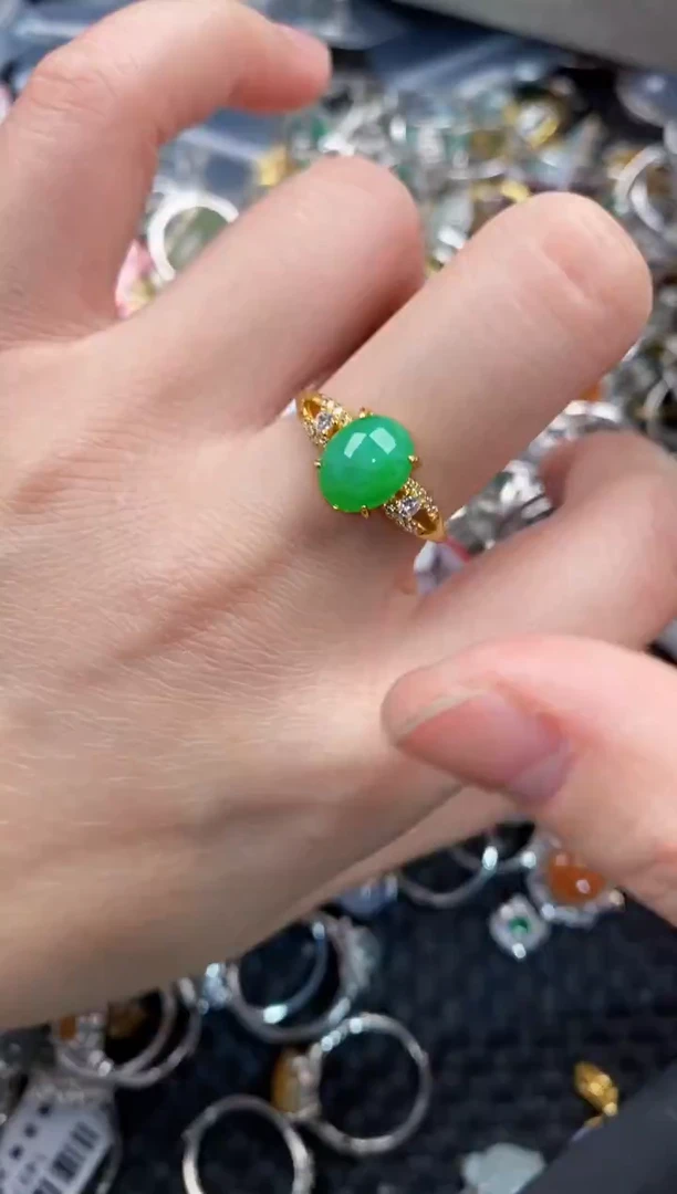 银S925镶嵌戒指翡翠999       7