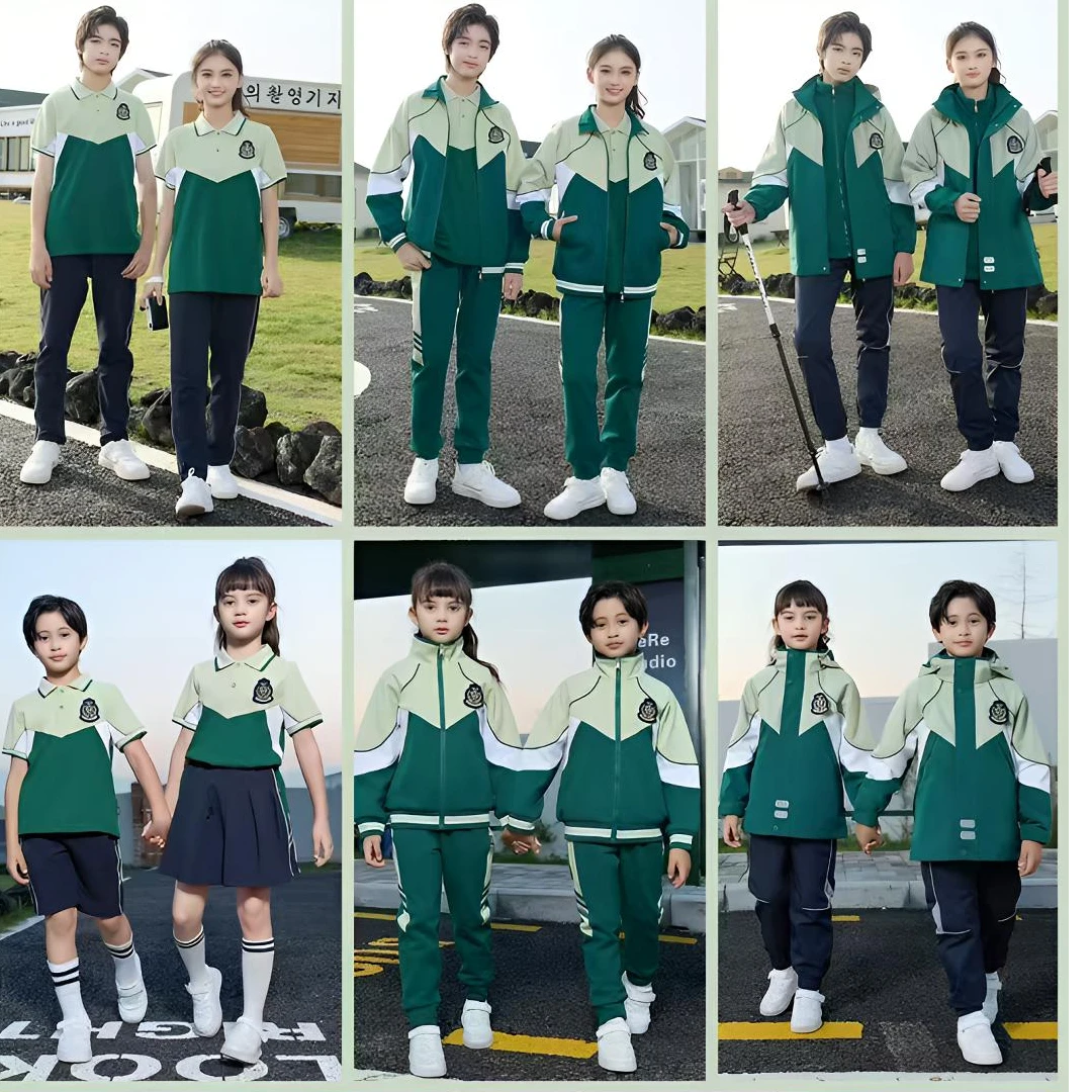 第五小学四年级绿色校服秋季秋冬服装套装冲锋衣加绒校裤