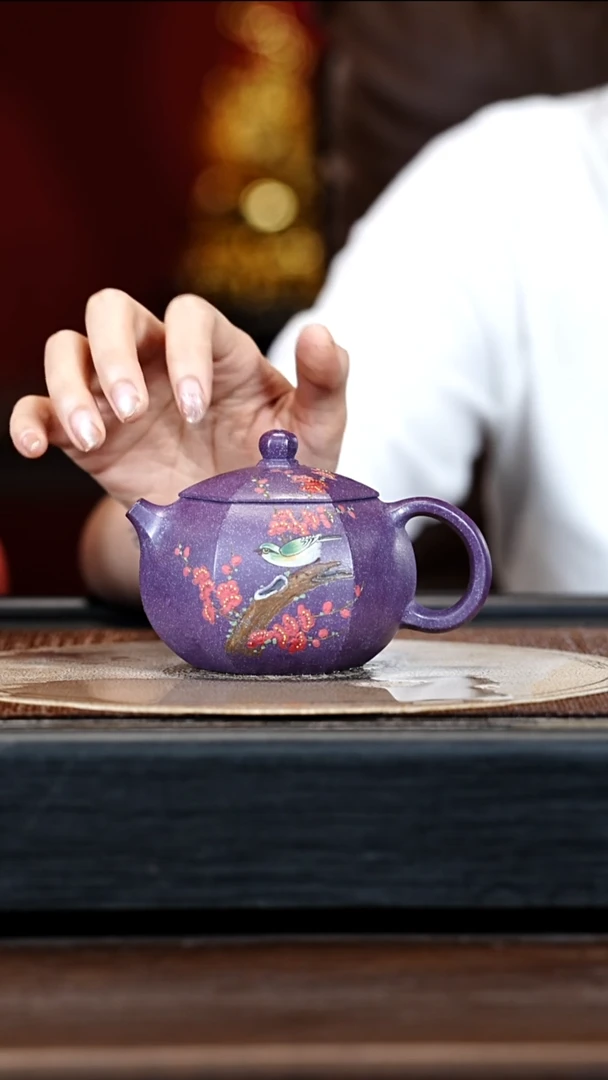 宜兴紫砂CYL 天青紫玫瑰 西施