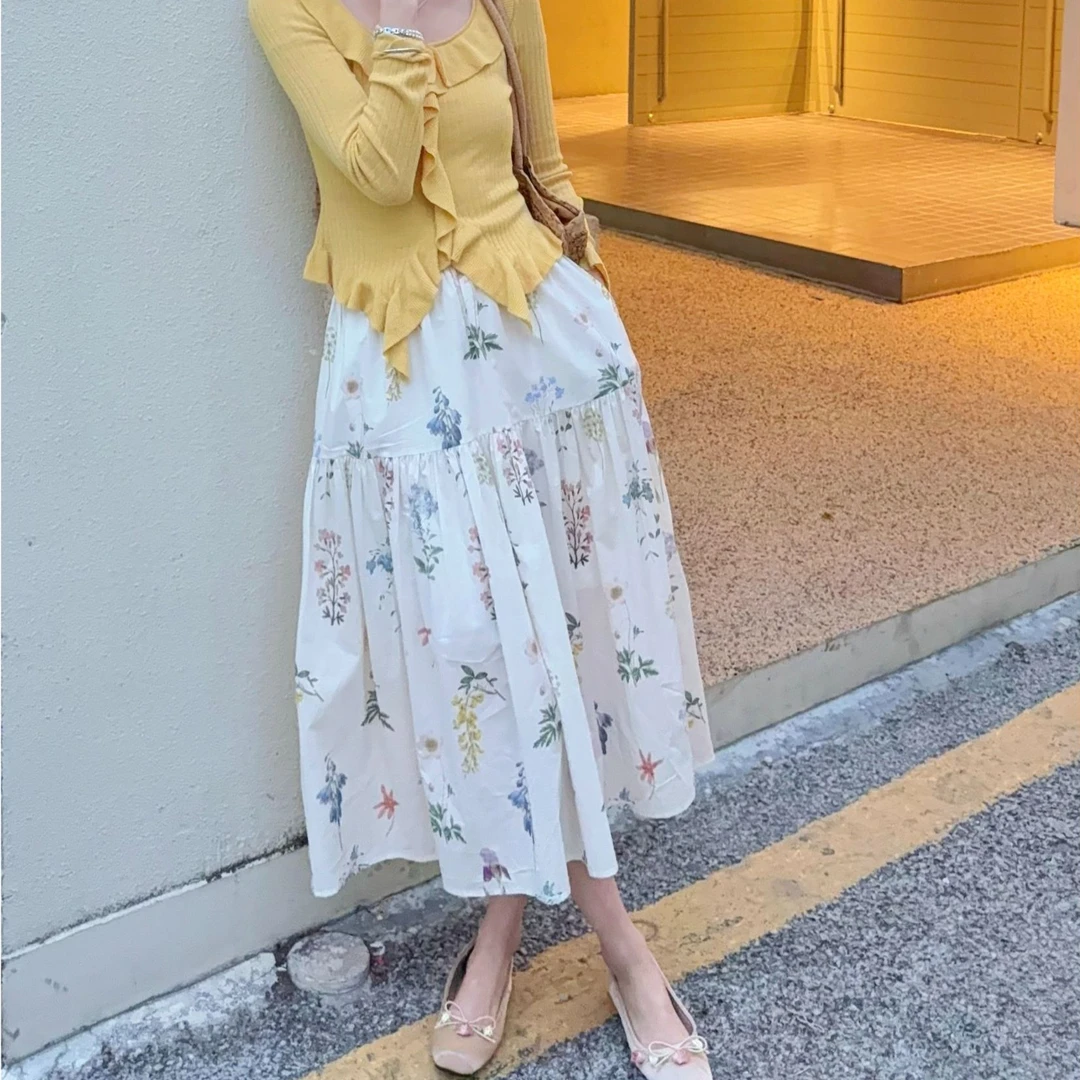 【芝士Cheese】初春的浪漫摇曳 气质甜美清新碎花松紧腰百褶半身裙