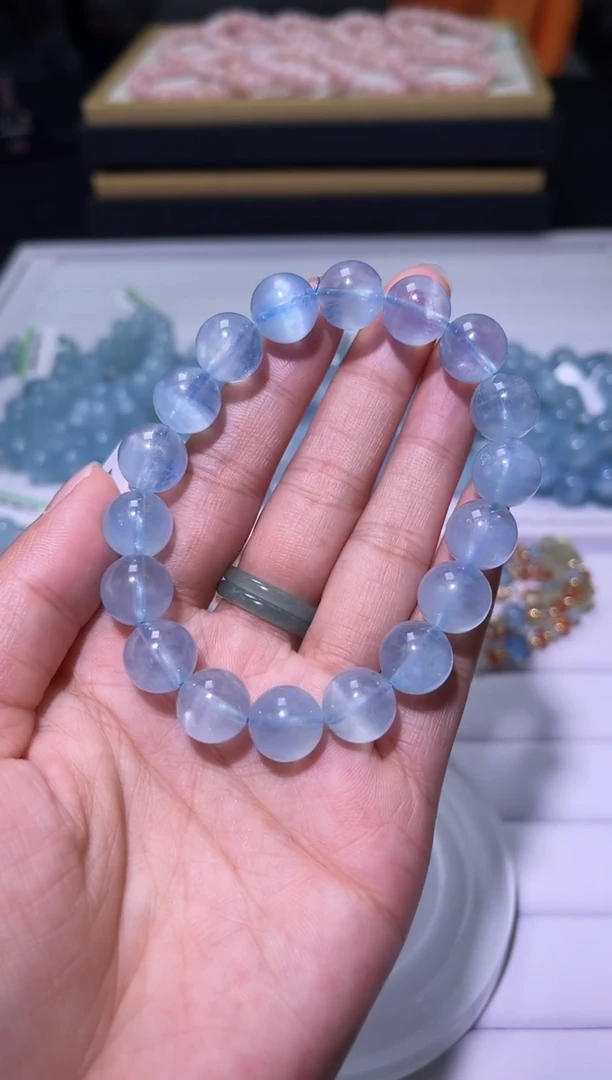 1海蓝宝石（处理）J083-11mm猫眼海蓝宝单圈-多样性发其一