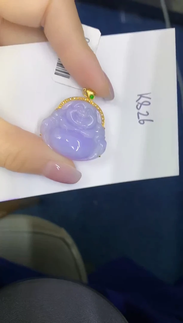 颈饰18K金镶嵌翡翠缅甸天然翡翠A货