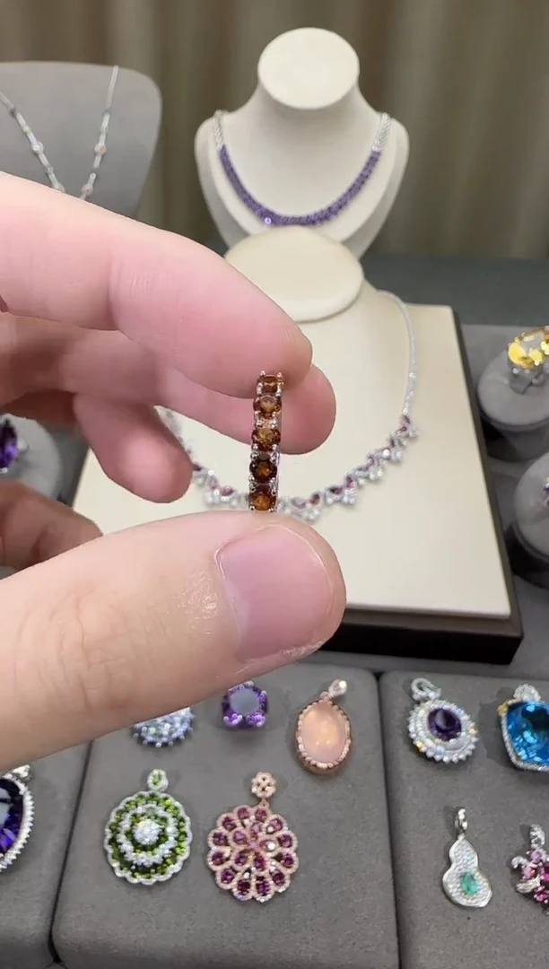 银S925镶嵌戒指黄晶3mm简约排戒款