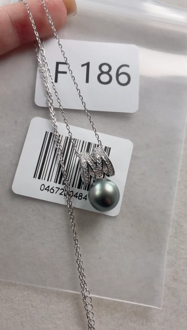 银S925镶嵌套链海水珍珠F186