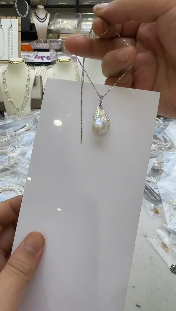 淡水珍珠银S925镶嵌吊坠(赠链)14-16mm 蓝血巴洛克4单