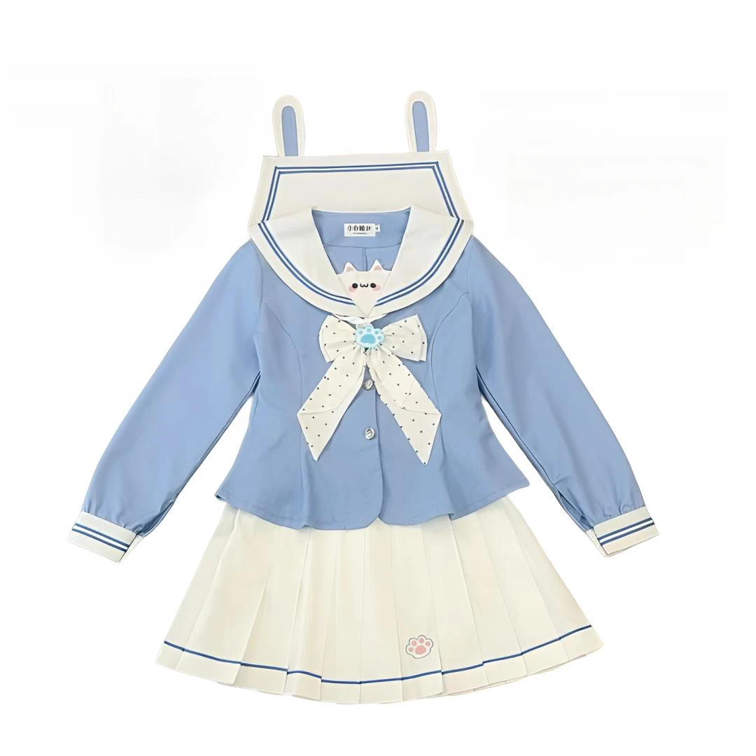 【小仓柚JK馆】原创小蓝兔长袖款甜美学园风可爱日系水手服JK