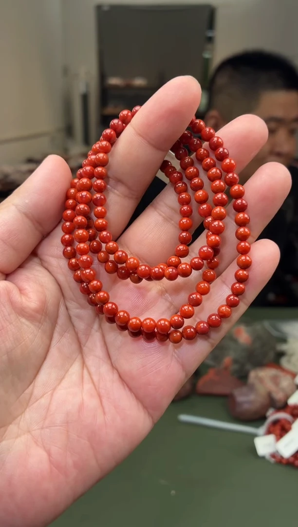 手链未镶嵌南红玛瑙多圈手串一条约4mm+多样性发货