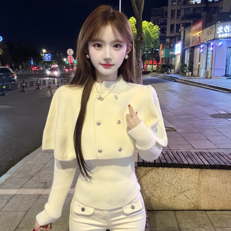 【斗篷立领针织厚款毛衣披肩两件套气质百搭】