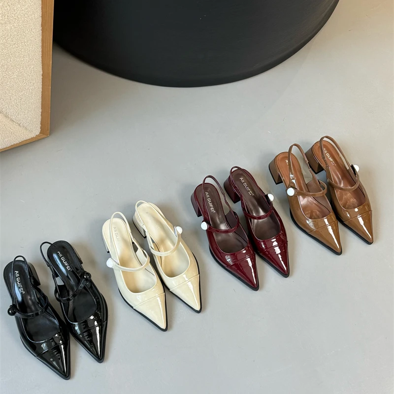 尖头高跟粗跟凉鞋2025春夏季新款法式小众设计玛丽珍鞋