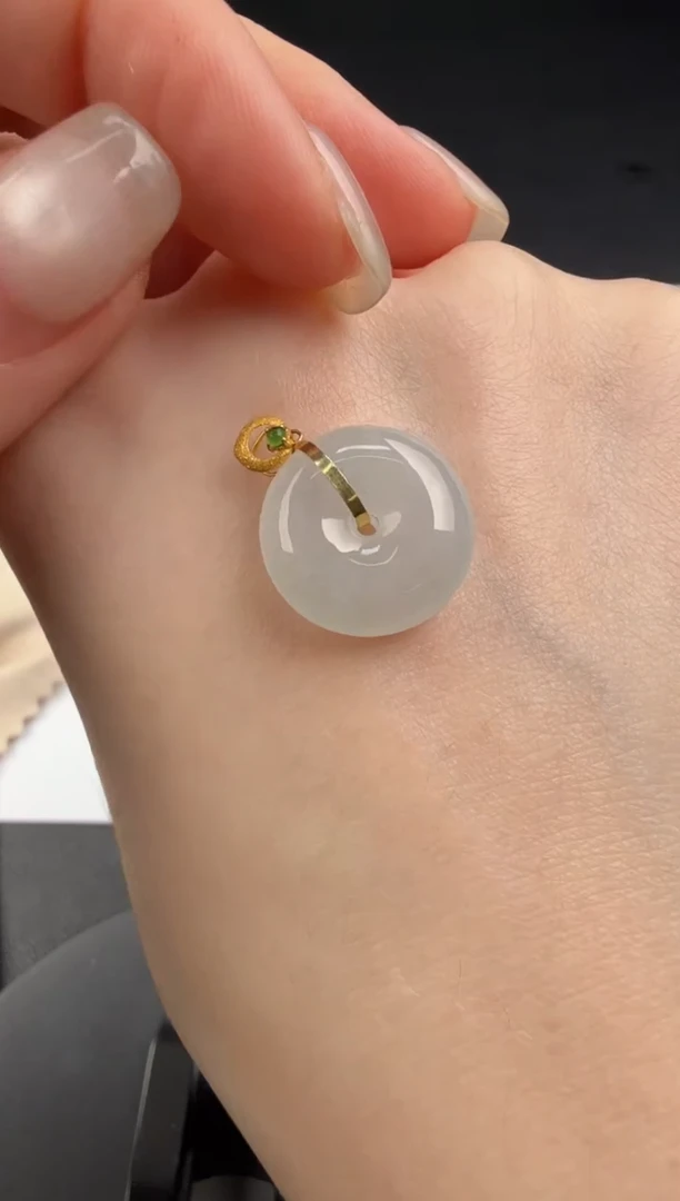 吊坠(不含链)18K金镶嵌翡翠翡翠饰品-26