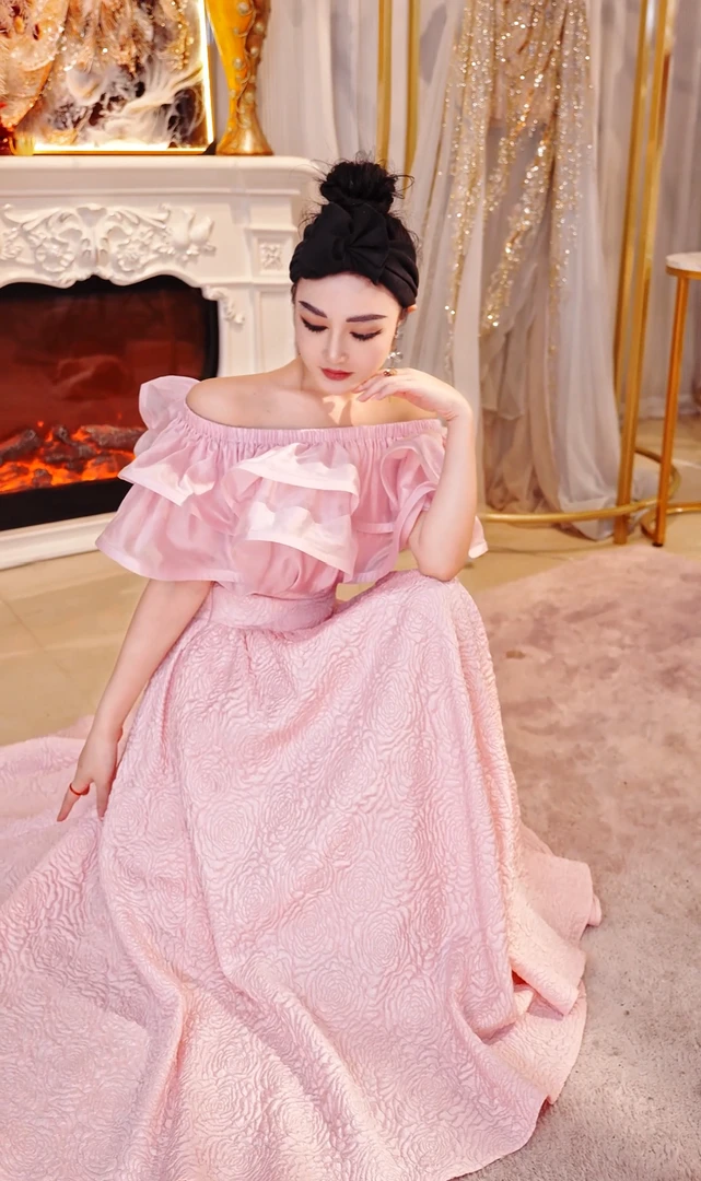 【星姐推荐】星原创高级定制【粉畔花印】设计师小众轻奢名媛半身裙