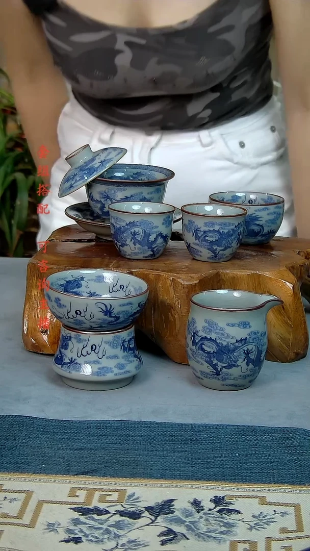 6件套陶瓷茶具老陶泥开片纹