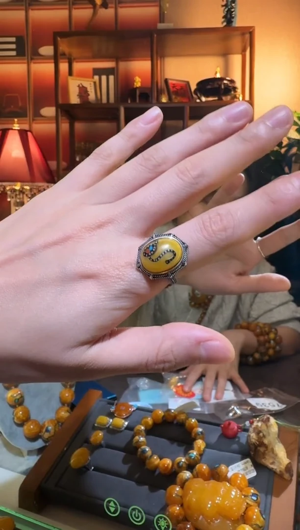 蜜蜡颈饰银S925镶嵌5473天然蜜蜡珠宝奇石