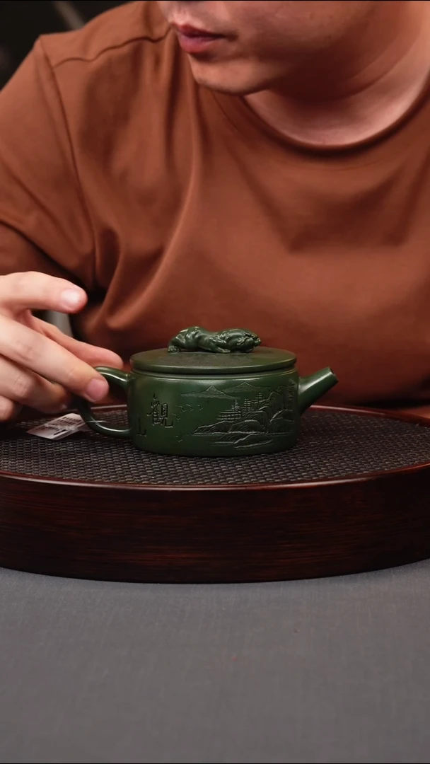 茶壶紫砂绿泥 卧虎藏龙汉瓦