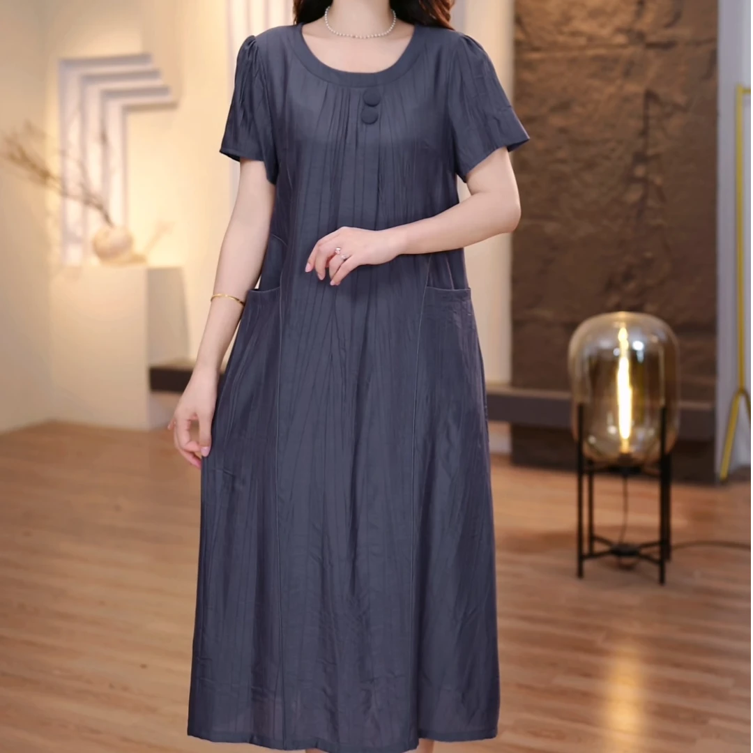 2025夏季新款加肥加大连衣裙大码女装显瘦遮肉减龄妈妈装